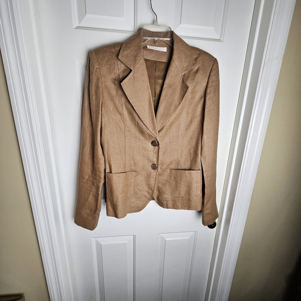 Valentina G.J. Women Timeless Rust Linen Suit Size 12